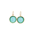 Glass Coin of Ephesos Motif Earrings (Teal Tone) - Che Cose Belle
