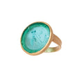 Glass Coin of Ephesos Motif Ring (Teal Tone) - Che Cose Belle