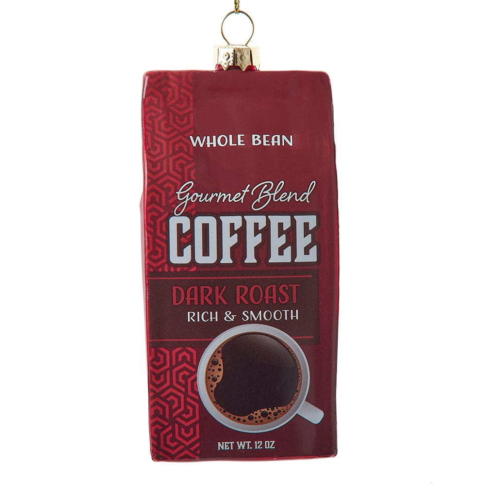 Glass Dark Roast Coffee Bag Ornament - Che Cose Belle