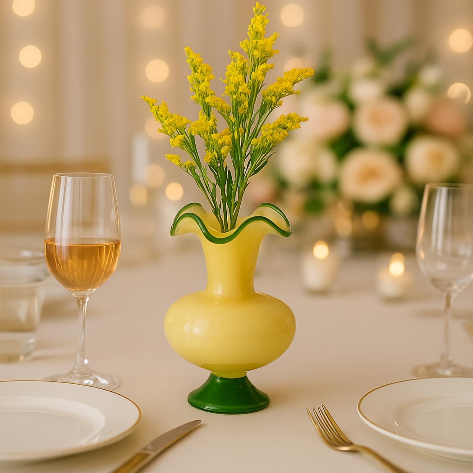Glass Meadow Hand - Blown Glass Flower Vase  Décor - 11" - Che Cose Belle