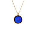 Glass Mounted Warrior Coin Motif Pendant Necklace (Cobalt Tone) - Che Cose Belle