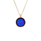 Glass Mounted Warrior Coin Motif Pendant Necklace (Cobalt Tone) - Che Cose Belle