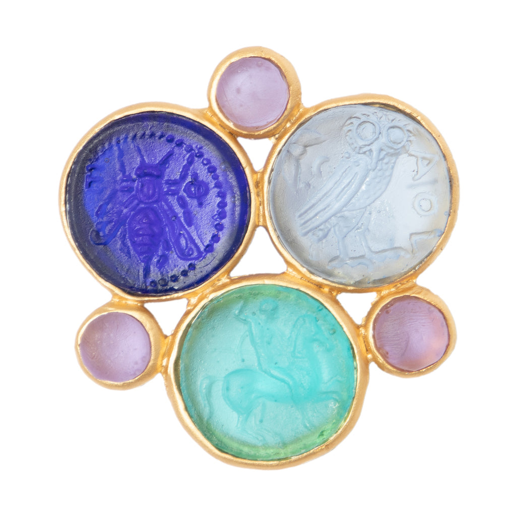 Glass Multi - Coin Brooch - Che Cose Belle