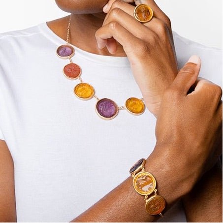 Glass Multi - Coin Motif Bracelet - Che Cose Belle