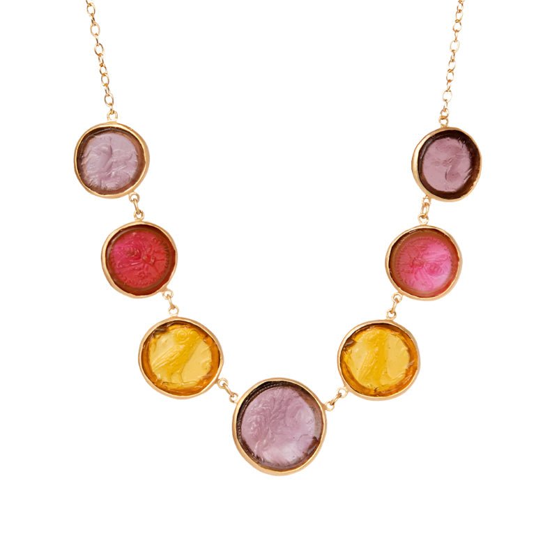 Glass Multi - Coin Motif Necklace - Che Cose Belle