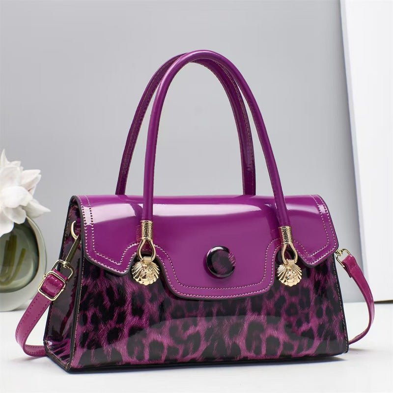 Glossy Leopard Print Patent-Look Crossbody Bag – Urban Shoulder Bag | 6 Colors - Che Cose Belle