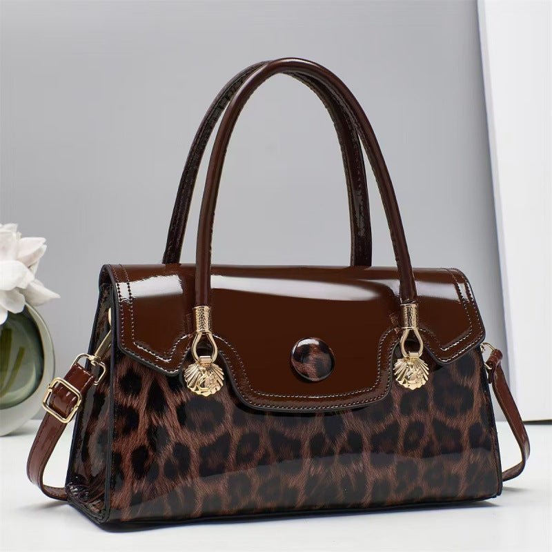 Glossy Leopard Print Patent-Look Crossbody Bag – Urban Shoulder Bag | 6 Colors - Che Cose Belle