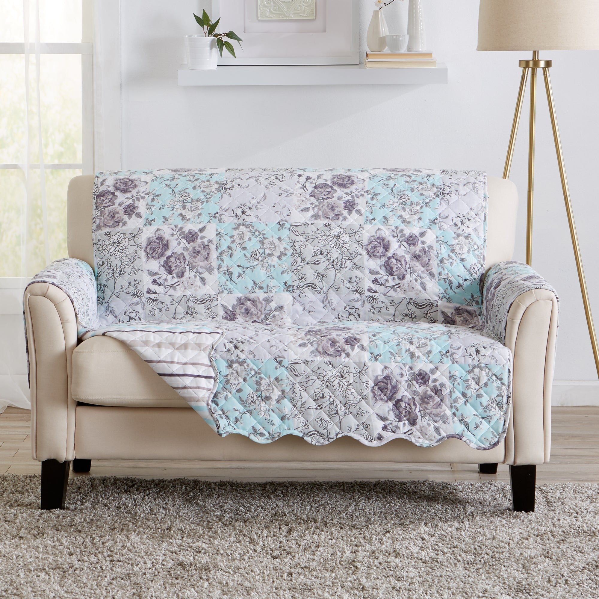 Reversible Floral Patchwork Furniture Protector - Maribel Collection