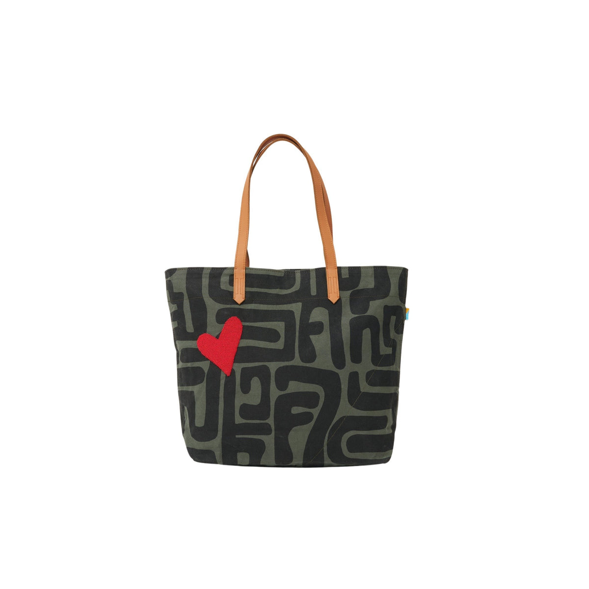 Go To Tote - Safari Kuba with Red Beaded Heart - Che Cose Belle