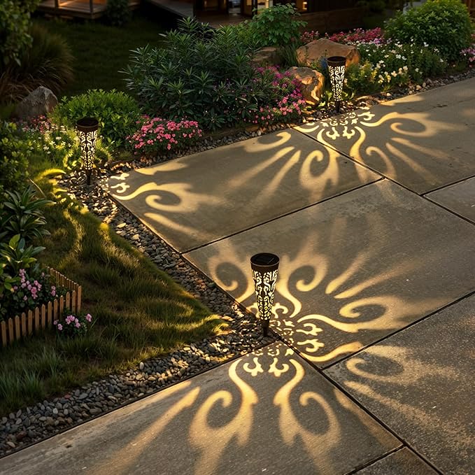 Go2garden 6Pcs Solar Lights Outdoor Garden Decor Gifts for Women Mom,Yard Decorations, Conical Garden Stakes for Patio, Lawn, Pathway, Landscape Lights Mothers' Day Birthday Gifts for Men(Black) - Che Cose Belle