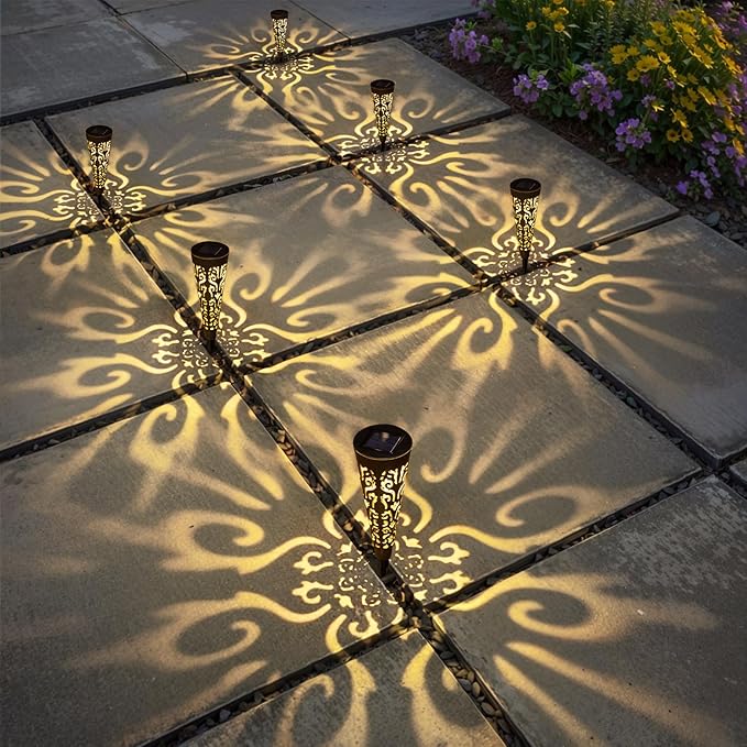 Go2garden 6Pcs Solar Lights Outdoor Garden Decor Gifts for Women Mom,Yard Decorations, Conical Garden Stakes for Patio, Lawn, Pathway, Landscape Lights Mothers' Day Birthday Gifts for Men(Black) - Che Cose Belle