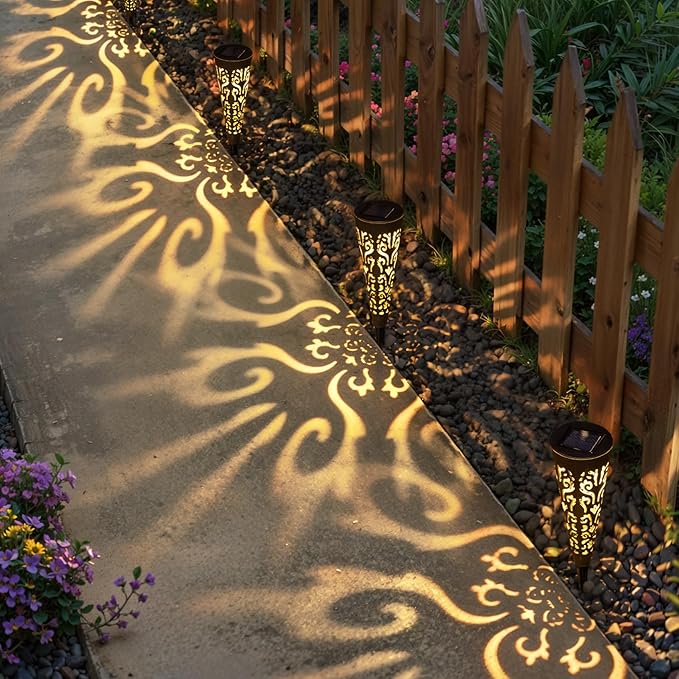 Go2garden 6Pcs Solar Lights Outdoor Garden Decor Gifts for Women Mom,Yard Decorations, Conical Garden Stakes for Patio, Lawn, Pathway, Landscape Lights Mothers' Day Birthday Gifts for Men(Black) - Che Cose Belle