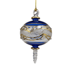 Gold Etched Blown Glass Sphere - Blue - Che Cose Belle