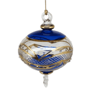 Gold Etched Blown Glass Sphere - Blue - Che Cose Belle