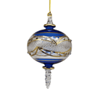 Gold Etched Blown Glass Sphere - Blue - Che Cose Belle