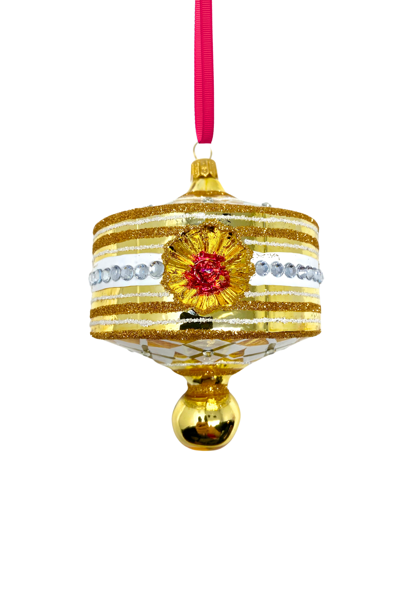 Gold Harlequin Lantern Glass Ornament - Che Cose Belle