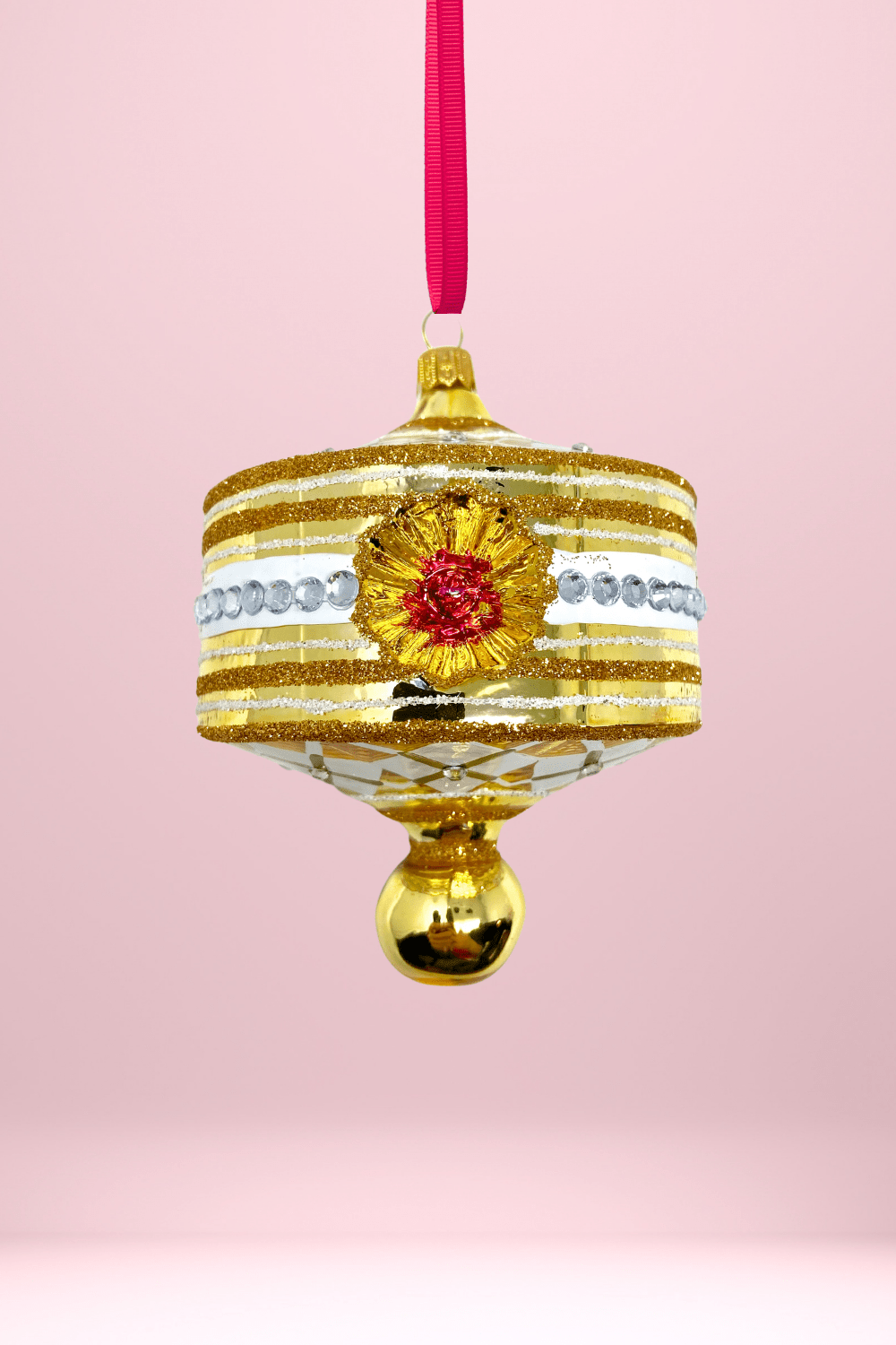 Gold Harlequin Lantern Glass Ornament - Che Cose Belle