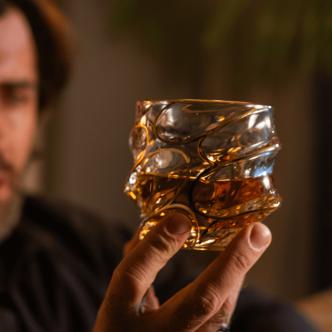 Gold Line Storm Japanese Crystal Whisky Glass - Che Cose Belle