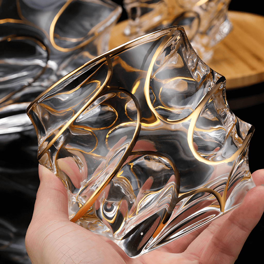 Gold Line Storm Japanese Crystal Whisky Glass - Che Cose Belle