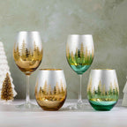 Gold Pine Tree Stemless Wine Glasses - Che Cose Belle