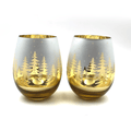 Gold Pine Tree Stemless Wine Glasses - Che Cose Belle
