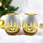 Gold Pine Tree Stemless Wine Glasses - Che Cose Belle