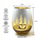 Gold Pine Tree Stemless Wine Glasses - Che Cose Belle