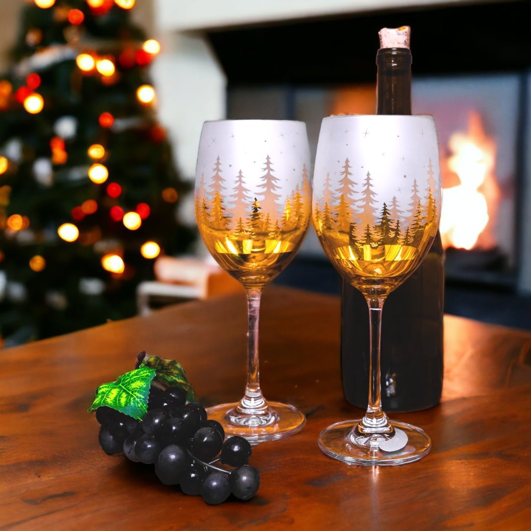 Gold Pine Tree Wine Glasses - Che Cose Belle