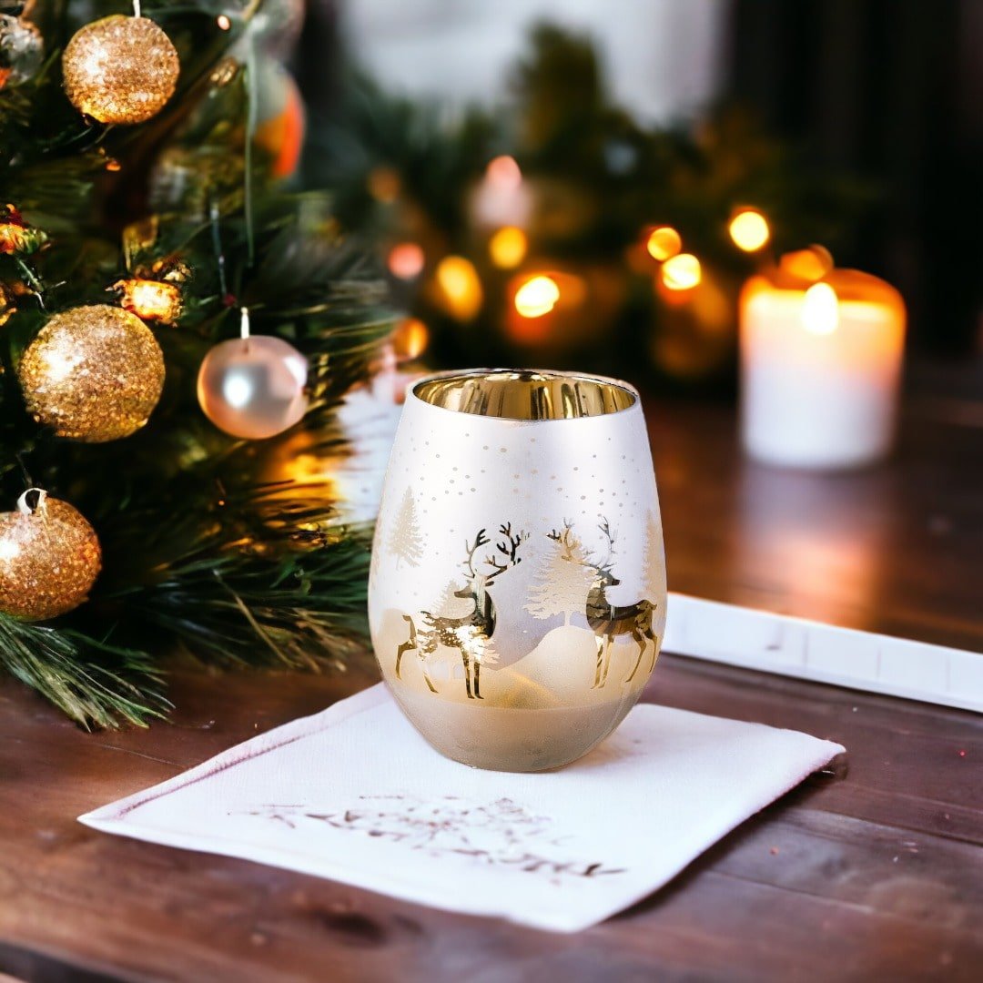 Gold & Silver Deer Stemless Wine Glasses - Che Cose Belle