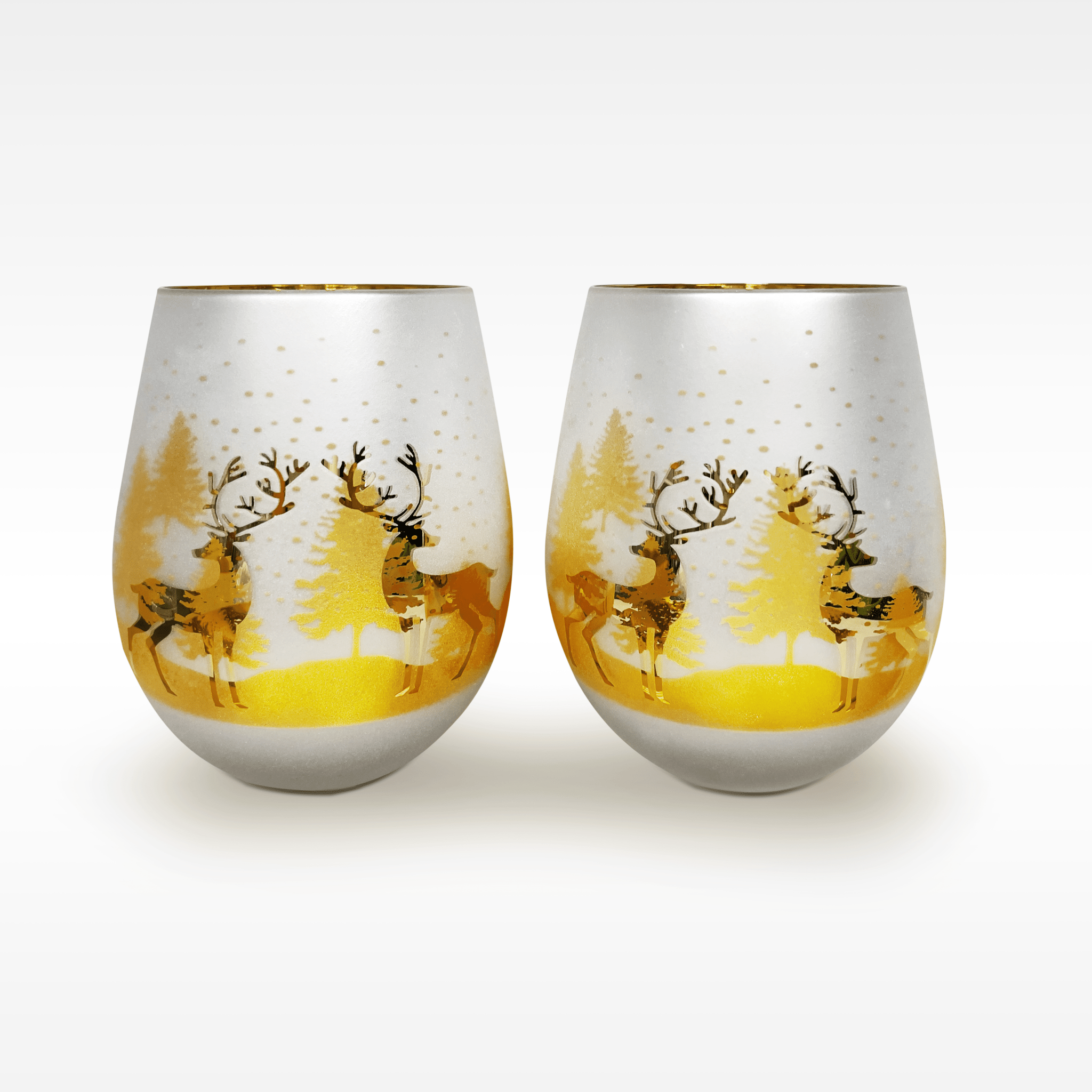 Gold & Silver Deer Stemless Wine Glasses - Che Cose Belle