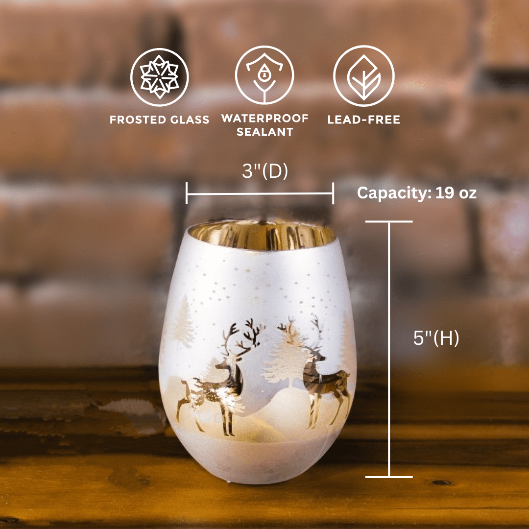 Gold & Silver Deer Stemless Wine Glasses - Che Cose Belle