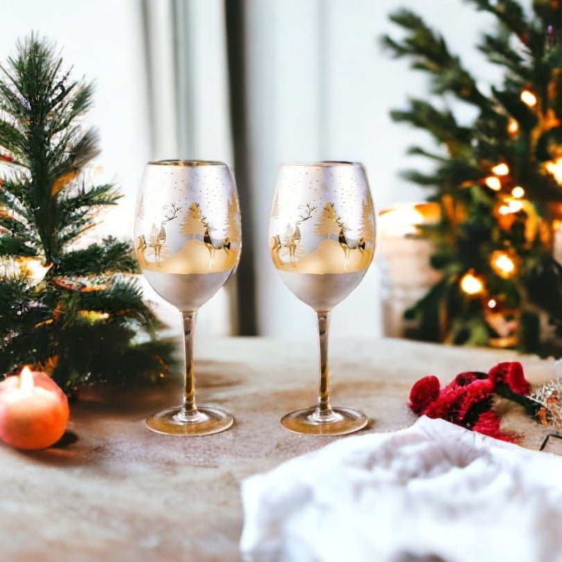 Gold & Silver Deer Wine Glasses - Che Cose Belle