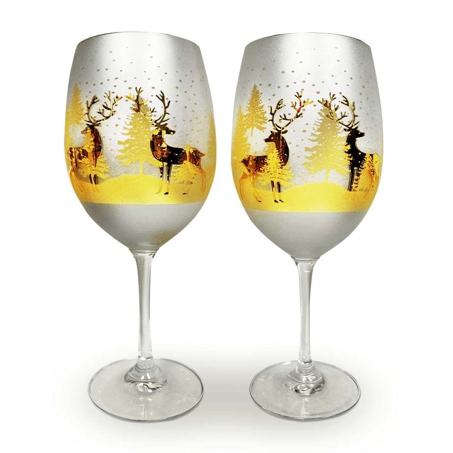 Gold & Silver Deer Wine Glasses - Che Cose Belle