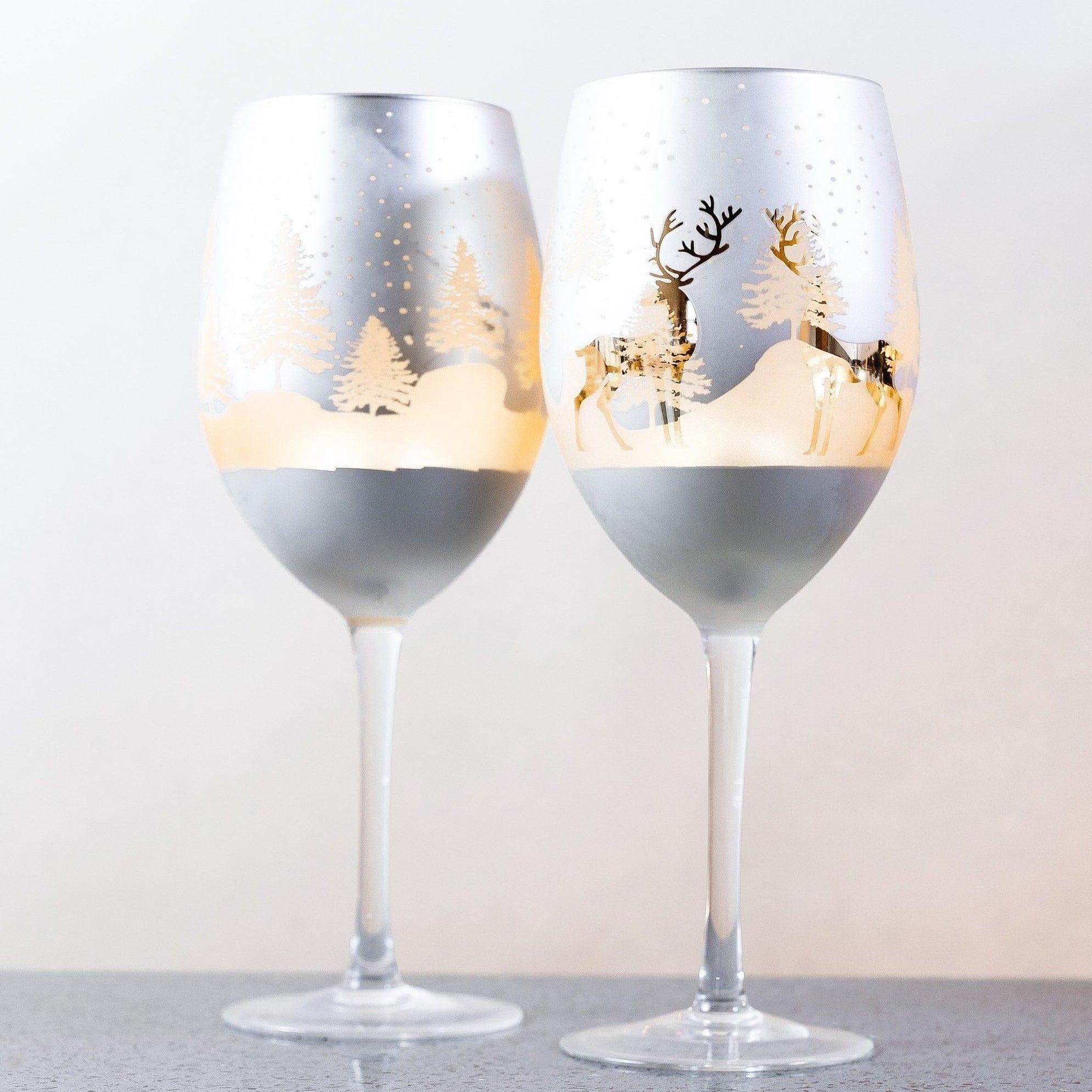Gold & Silver Deer Wine Glasses - Che Cose Belle