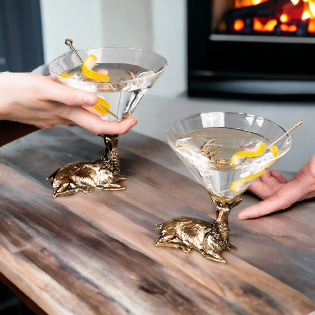 Gold Stag Deer Martini Glasses - Che Cose Belle