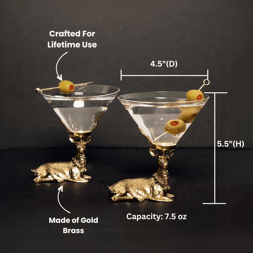 Gold Stag Deer Martini Glasses - Che Cose Belle
