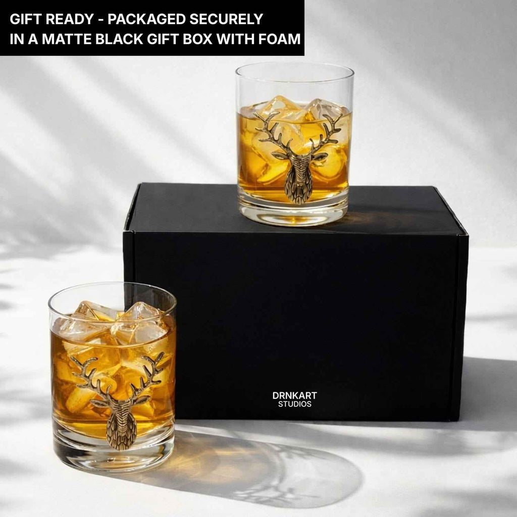 Gold Stag Deer Whiskey Glasses - Che Cose Belle