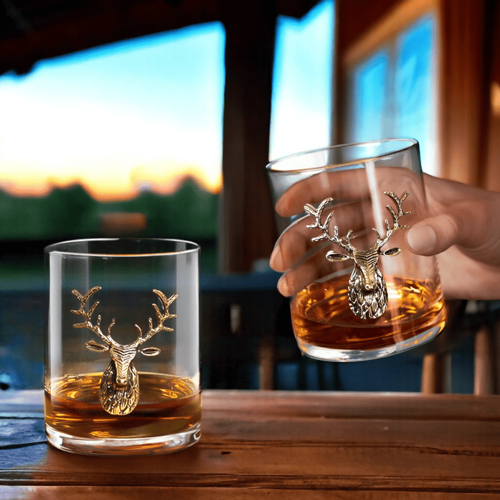 Gold Stag Deer Whiskey Glasses - Che Cose Belle