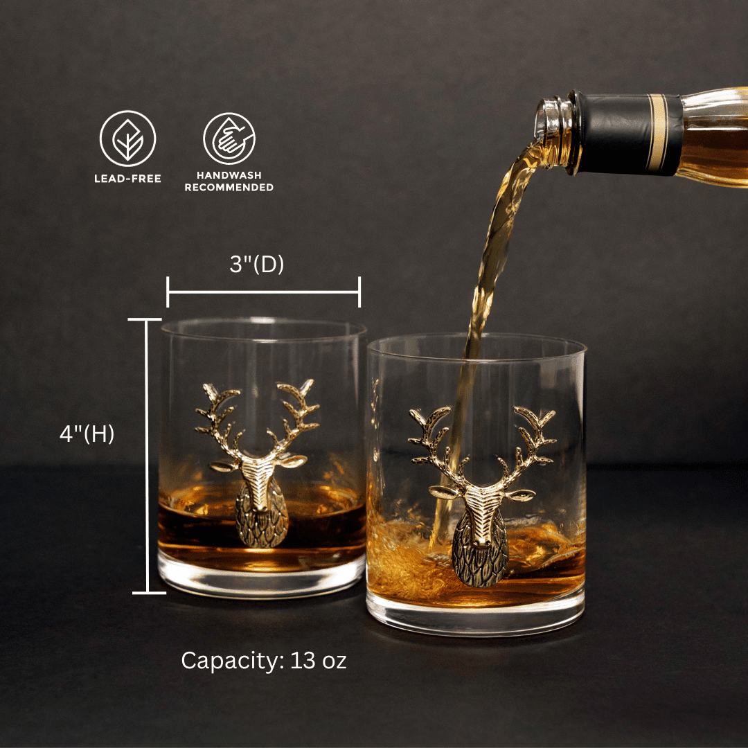 Gold Stag Deer Whiskey Glasses - Che Cose Belle
