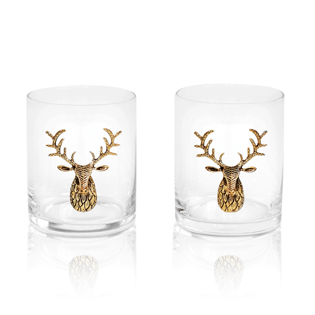 Gold Stag Deer Whiskey Glasses - Che Cose Belle