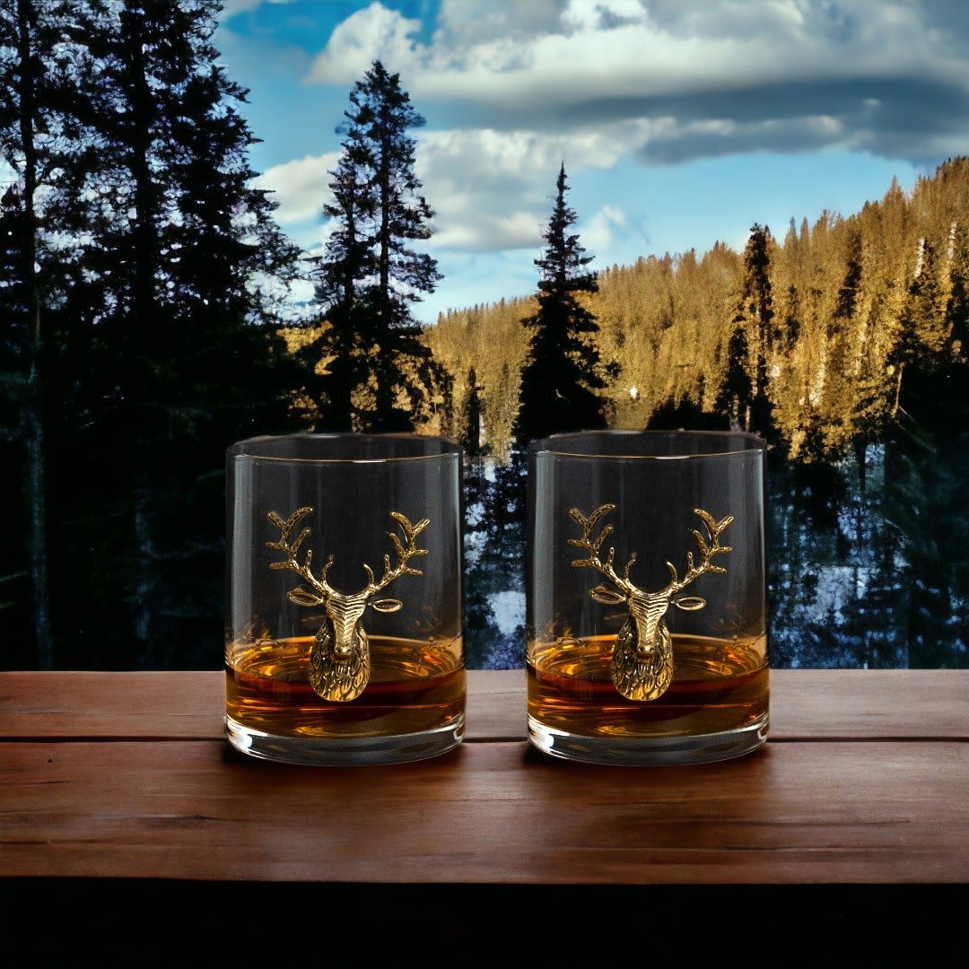 Gold Stag Deer Whiskey Glasses - Che Cose Belle