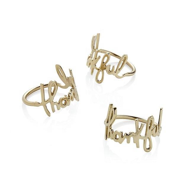 Gold Thankful Napkin Ring - Che Cose Belle