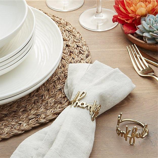 Gold Thankful Napkin Ring - Che Cose Belle