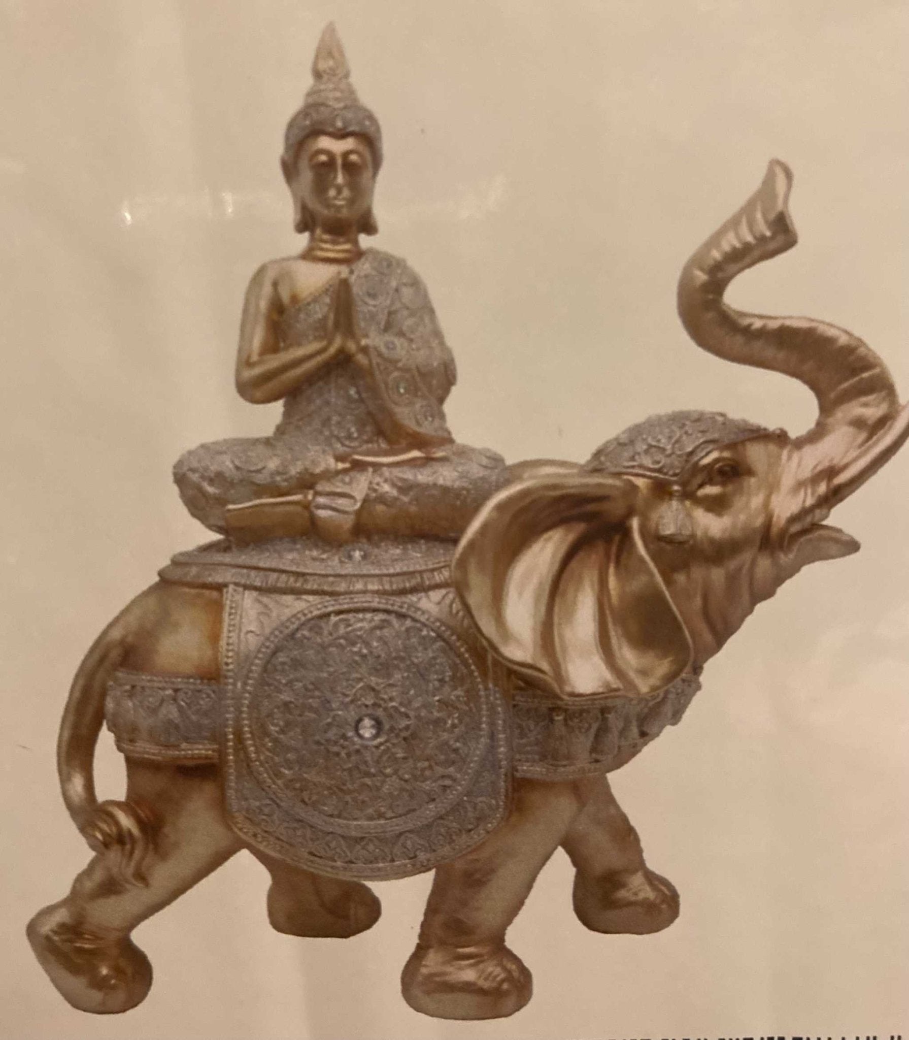 Gold Tibetan Buddha on Elephant - Che Cose Belle