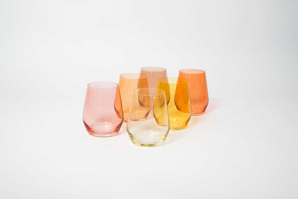 Golden Hour Collection - Ombre Set of 6 Colored Wine Glass - Che Cose Belle