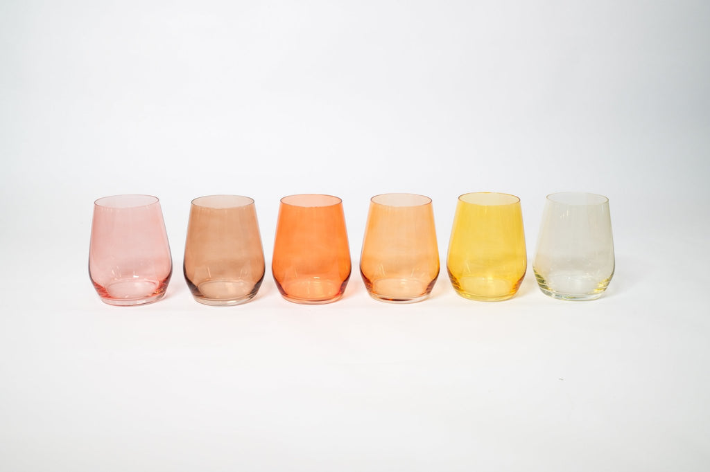 Golden Hour Collection - Ombre Set of 6 Colored Wine Glass - Che Cose Belle