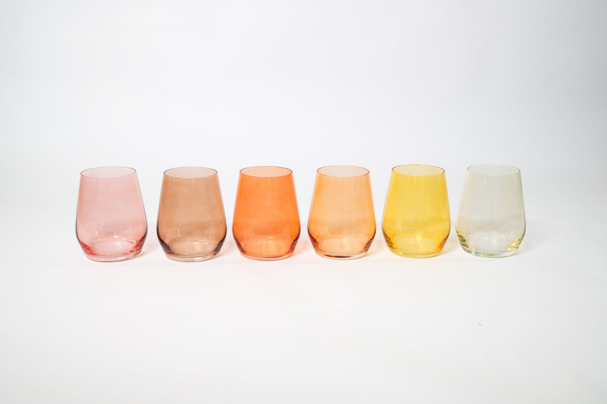 Golden Hour Collection - Stemless Ombre Set of 6 Colored Wine Glass - Che Cose Belle