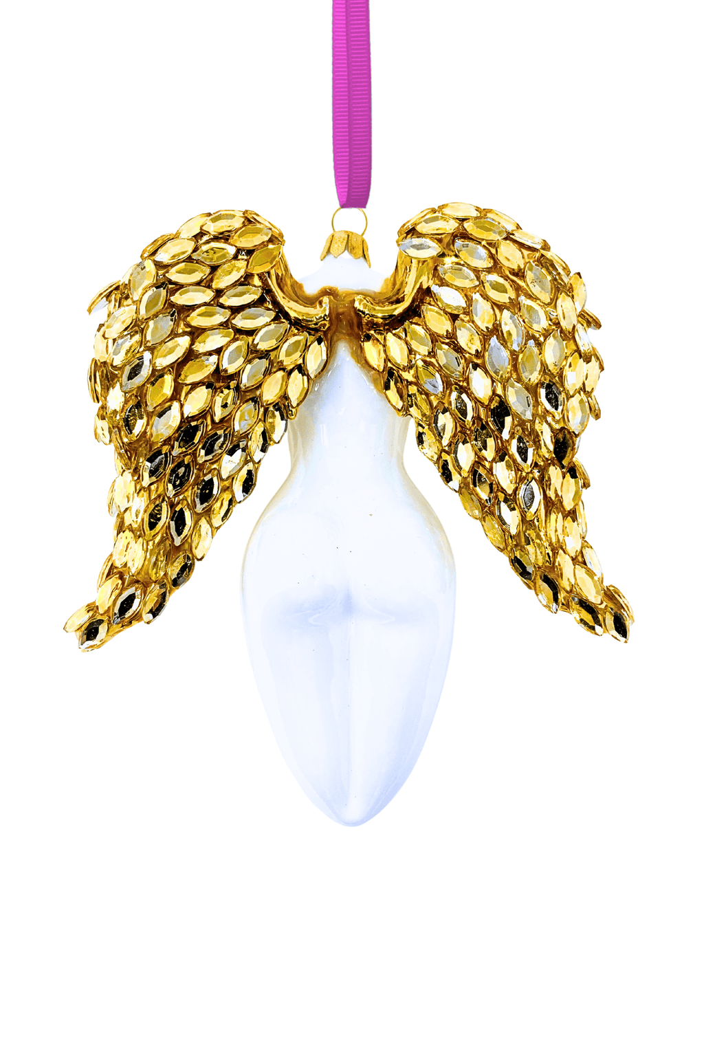 Golden Luxe Winged Angel Sculpture Glass Ornament - Che Cose Belle