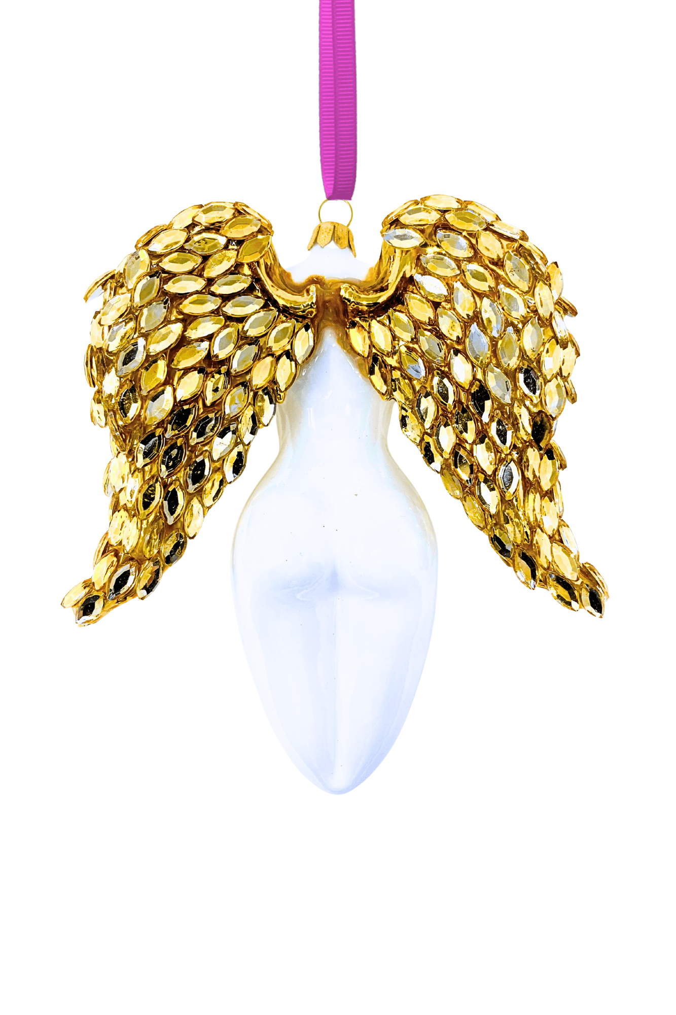 Golden Luxe Winged Angel Sculpture Glass Ornament - Che Cose Belle