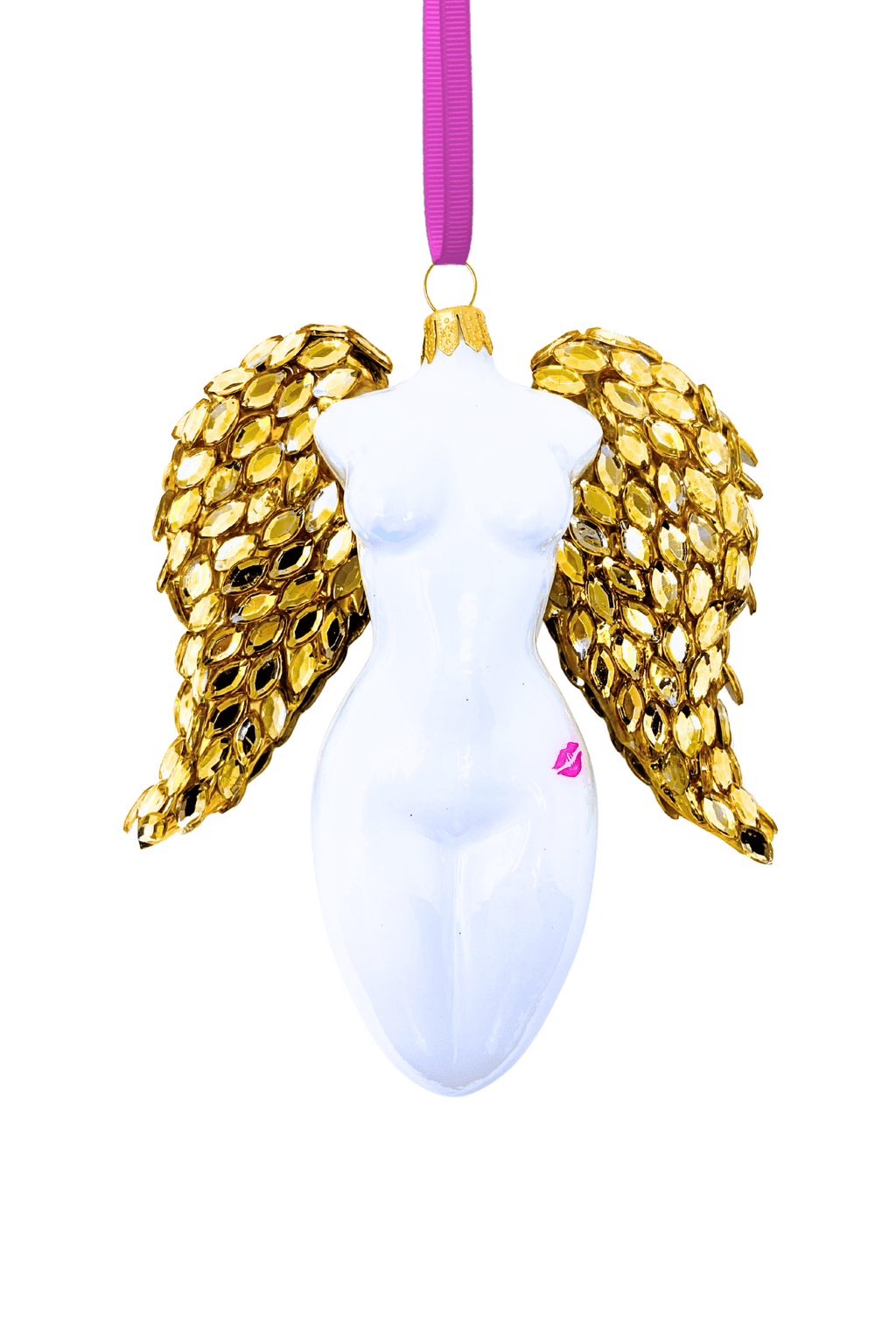 Golden Luxe Winged Angel Sculpture Glass Ornament - Che Cose Belle